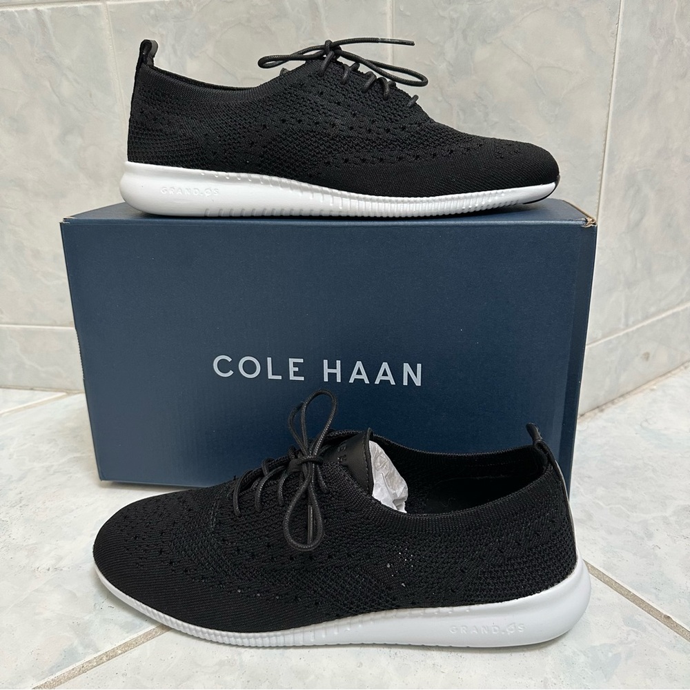 NWT Cole Haan 2.ZeroGrand Women's Stitchlite Black Wingtip Oxford Shoes Size 9